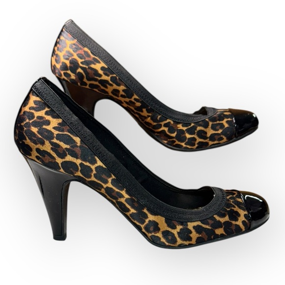 Dexflex by Dexter Women’s Black and Brown Leopard Print Heels Size 9.5 - Picture 1 of 8